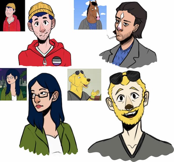 Human version of Bojack Horseman and other characters
