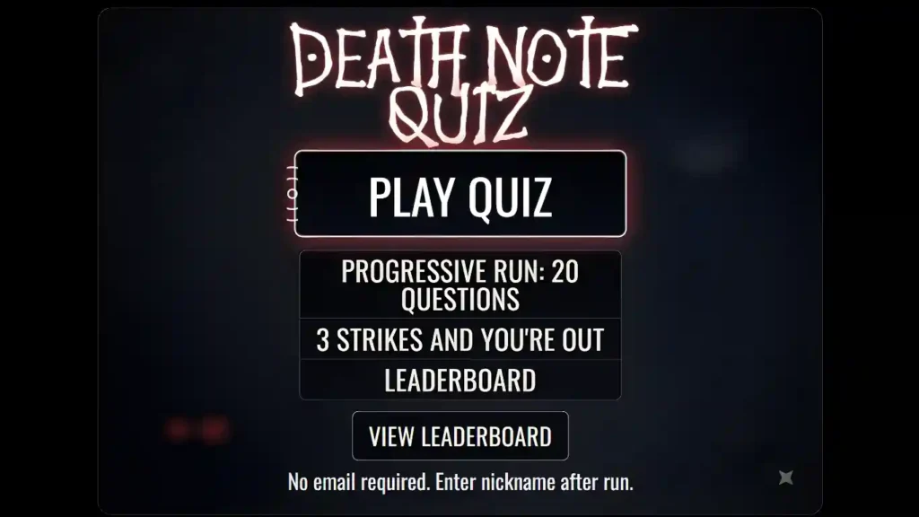 Death Note quiz test